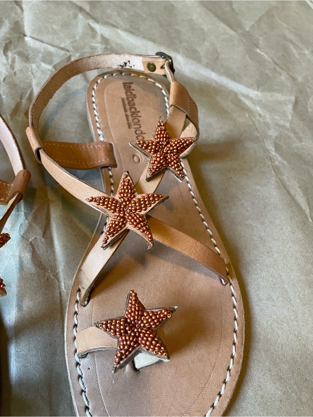 NWT Laidback London Rust Star Embellished Sandals - Picture 6 of 10